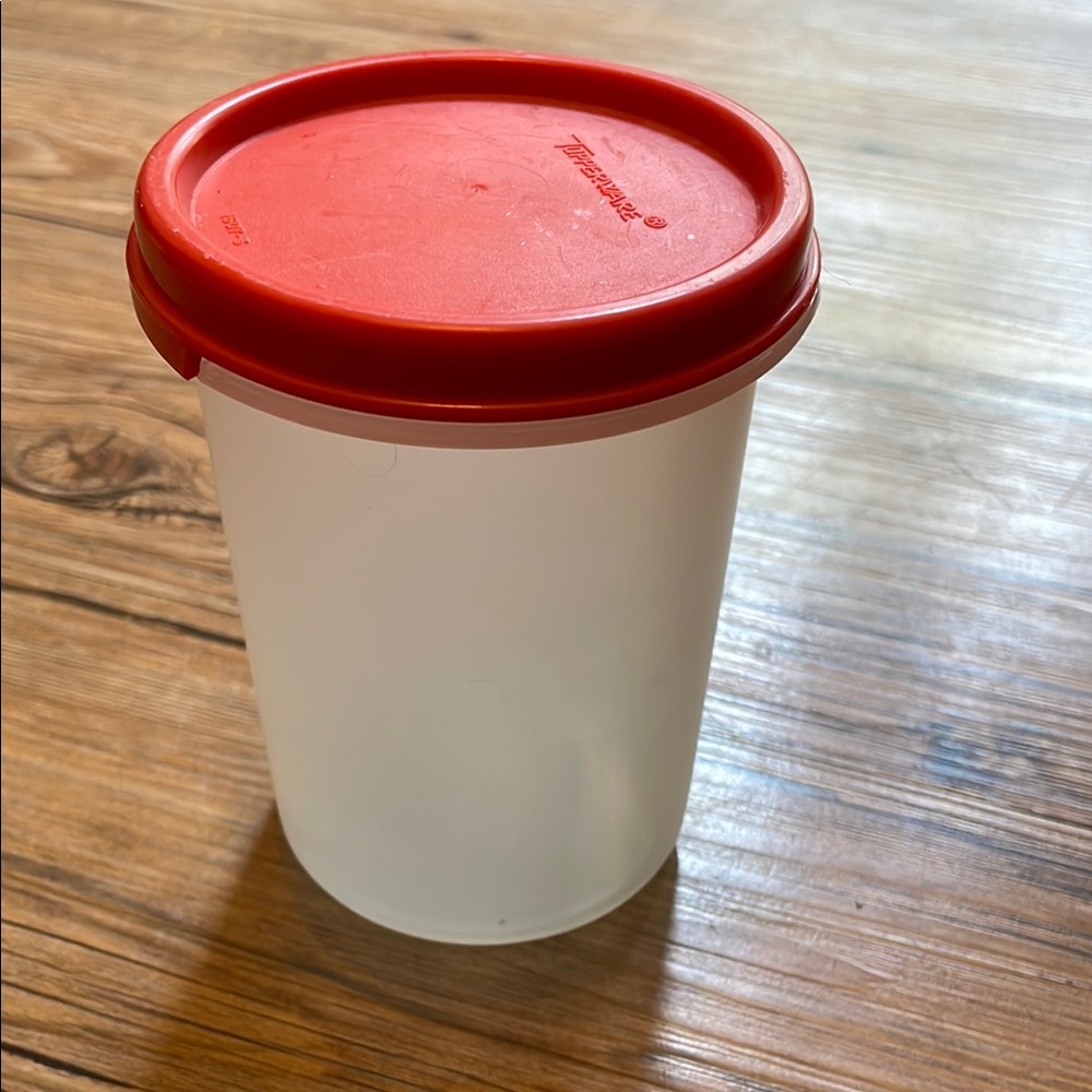 Tupperware Red Lid with White Base Container